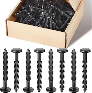 Blulu 60 Pcs 3 Inch Vinyl Shutter Fastener Window Panel Peg Lok Pin Pegs Screws Shutter Spikes Anchor (Tuxedo Gray)