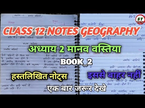Class 12 Geography Notes l अध्याय 2 मानव वस्तिया l Manav Bastiya Notes Geography