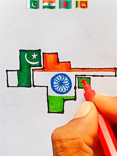 Draw the Flag Map of South Asia