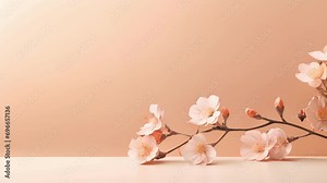 Beautiful minimalistic view of a pastel Peach Fuzz colored background, evoking a sense of femininity and grace.