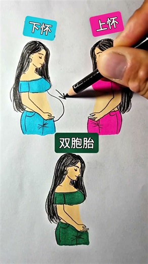 Drawing Pregnancy Belly Evolution: Lower vs. Upper vs. Twins #satisfying #art #bellybuddy #drawing