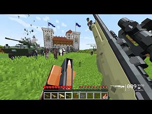 We RAIDED a Pillager Military Castle with MODERN WEAPONS in Minecraft! (Insane Fight) 😈💥