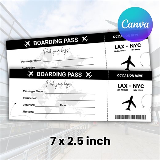 Boarding Pass Template, Canva Editable Boarding Pass Surprise Trip Ticket, Airline Ticket Designs, DIY Boarding Ticket Digital, EDITABLE - Etsy