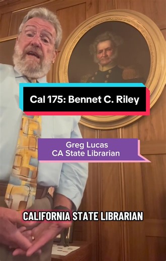 Sept. 9 may have passed, but we’re still celebrating CA’s 175th anniversary of statehood with stories from Greg! Read the full story here: https://celebratecalifornia.library.ca.gov/november-13-1849-a-state-constitution-is-approved-early/ #california Video Description- Greg standing in front of round framed painting of Bennet Riley
