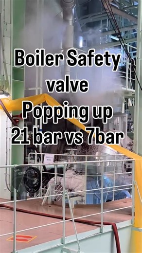 The Sea Beast on Instagram: "In this video, we’re performing the Safety Valve Pop-Up Test on an oil tanker boiler and a container ship boiler. The boiler pressure is slowly raised under controlled conditions, and at the certified set pressure the safety valve pops open instantly, releasing steam and proving the valve is working correctly. Then it is checked that the valve reseats properly without leakage. This test ensures safety, compliance with class rules, and reliable boiler operation. #boil