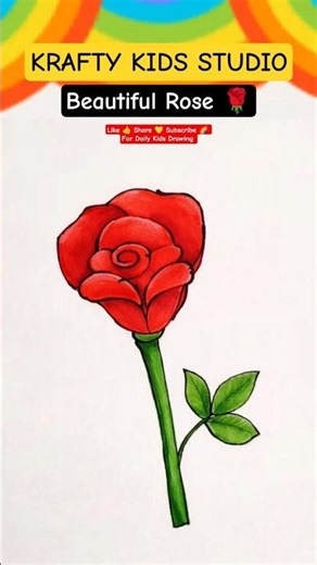 How To Draw Beautiful 🌹 Rose Flower For Kids | Easy Flower Drawing #shorts #flowers #rose