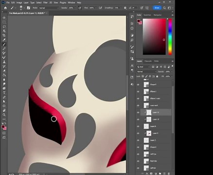 Kitsune Fox Mask | How to Shade & Color a Fox Mask | Speed Art Tutorial
