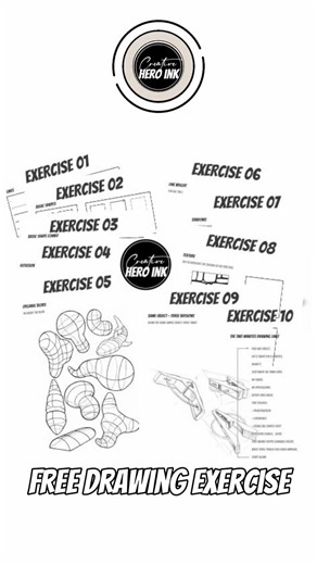 Free Drawing Exercises #creativeheroink