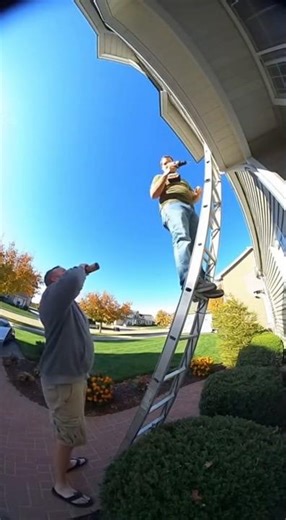 Ladder Prank Gone Hilariously Wrong! 😂 | Doorbell Caught It All! #shorts #cctv