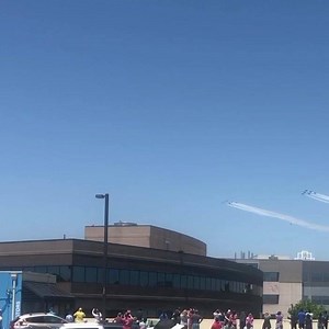 History in the making: Here’s a look at the U.S. Navy Blue Angels and Air Force Thunderbirds flying over Scottish Rite as part of their joint salute to Atlanta’s COVID-19 first responders. | Children's Healthcare of Atlanta