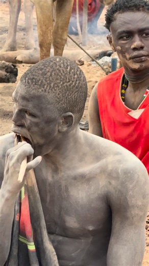 The Mundari people use a natural, traditional toothbrush: they use branches or roots from specific trees, such as neem or miswak, which have antibacterial properties. They chew the ends until they fray and then use them to brush their teeth. This method is common among many pastoral peoples and maintains effective oral hygiene without industrial products. #inspirationofafrica | Quim Fàbregas - Fotografía y Viajes.
