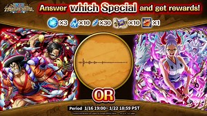 6.9K views · 466 reactions |  OPTC Quiz Part ①  Which character's Special is this audio from? 1️⃣ Roger & Oden 2️⃣ Yamato Comment your answer and if the correct answer gets more comments, everyone gets a QCK Power Up Materials Set  Ends on Jan 22 18:59PST #ONEPIECE #OPTC | ONE PIECE TREASURE CRUISE | Facebook
