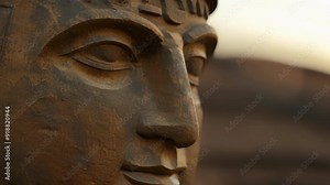 Up close and personal the face of a Terracotta army warrior reveals the labor and skill that went into its creation. Stock Video