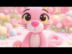 The pink panther amigurumi crocheted