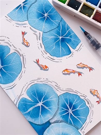 Relaxing Watercolor Painting of a Sea Beach Scene