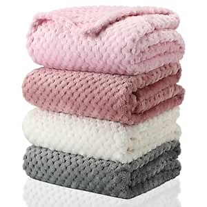 Frienda 4 Pcs Baby Fuzzy Blanket Fluffy Baby Blanket for Boys Girls Soft Warm Infant Newborn Toddler Receiving Nursery Bed Supplies, 32 x 24 Inch(Lovely Color)