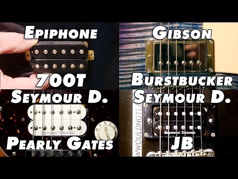 Epiphone 700T vs. Seymour Duncan SH-4 JB vs. Gibson Burstbucker Pro vs. Seymour Duncan Pearly Gates