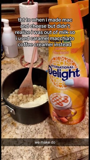 this was 5 years ago ok and it actually wasent terrible #macandcheese #caramelmachiatto #gross #ohwell #makeitwork @kraftmacandcheese @Kraft Sauces @International Delight Canada @Starbucks @Cheese Dreams