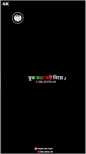 Sad bangali status 4K💔🥹🥀💫 #sadstatus #4kstatus #blackscreen #lovefelling #dhokashay #new