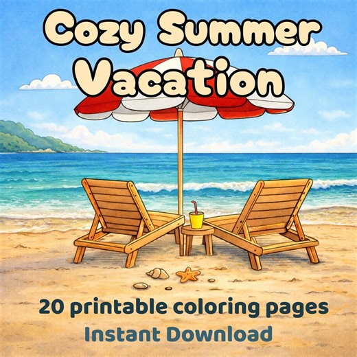 Cozy Summer Printable Coloring Pages, 20 Pages for Relaxation - Etsy