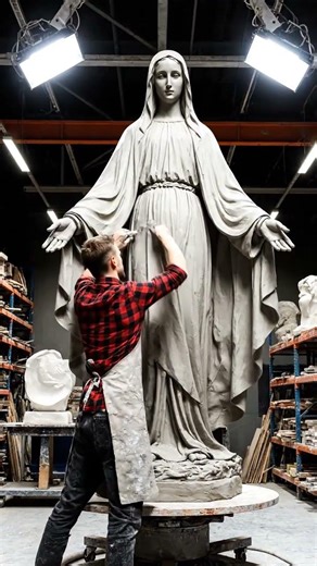 Sculpture art: Breathing life into the image of the Virgin Mary in clay #shorts