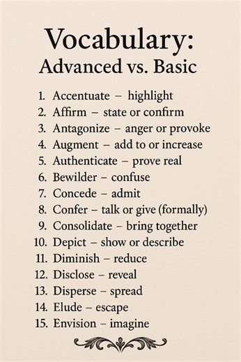 Vocabulary: advanced vs. basic: accentuate - highlight #learning #education #educational | Tim Tim TV