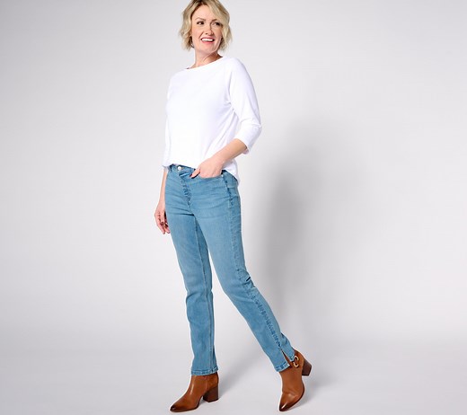 Denim & Co. Regular Easy Stretch Utility Back Pocket Jean - QVC.com