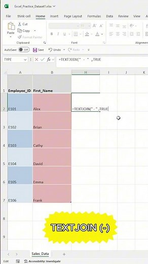Excel TEXTJOIN Function with Hyphen | Combine Employee ID and Name Easily