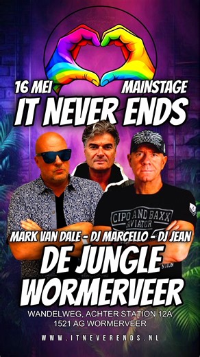🔥 IT NEVER ENDS 🔥 📅 Zaterdag 16 mei ⏰ 15:00 – 00:00 📍 The Jungle – Wormerveer 🎟 TICKETS https://weeztix.shop/ejkt3wrx | Club iT Radio Amsterdam