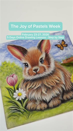 Learn to draw a Sweet Little Bunny, a Spring River and a Cat Eye with pastel pencils!