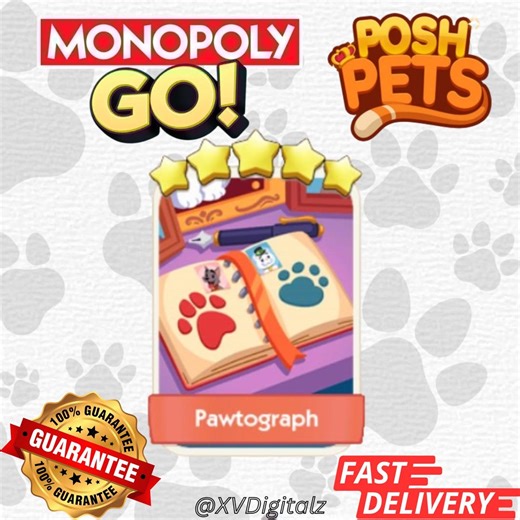 Pawtograph Set 21 Monopoly Go (5 Star Sticker) Posh Pets Album Fast Delivery - Etsy