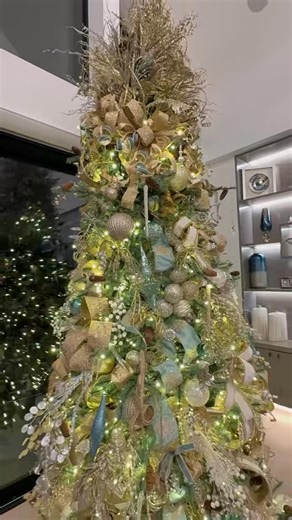 Shannon - Lavish Bliss Designs | Soft blue, champagne, white, silver, crystals, sparkles, and tweed make this 12-footer the ultimate luxury Christmas tree! #christmastree... | Instagram
