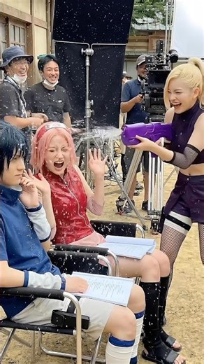 Ino is jealous 🤣, Sakura is the target - behind the scenes of live action naruto films #shortvideo