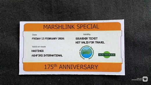 Woo hoo! It's party time. Today marks 175 years of the Marshlink line. The first train to run from Ashford to Hastings via Rye was on 13 February 1851. We'll be on board a Southern Railway train between the two towns today to celebrate this milestone achievement. On the train will be various town mayors as well as station volunteers and community representatives. Look out for us as we travel along the line. #Marshlink175 #communityrail @Friends of Ore Station Community Rail Network @Jenni Jones 