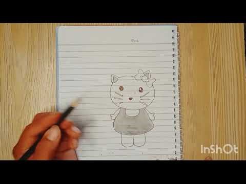 How to draw easy hello kitty sketch with pointer for beginner