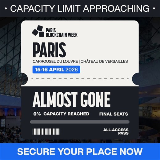 We cannot name every name. But trust us, you want to be in this room.The institutions that manage the world's capital are confirmed. The speakers leading the markets are confirmed. The VIP Dinner at Château de Versailles is confirmed!Paris Blockchain Week 2026 is eight days away, and the room is almost full.This is not a conference you catch on a recap. The deals being discussed here will not make it into a newsletter. They happen once, in person, in Paris, at #PBW26!Final seats are available no