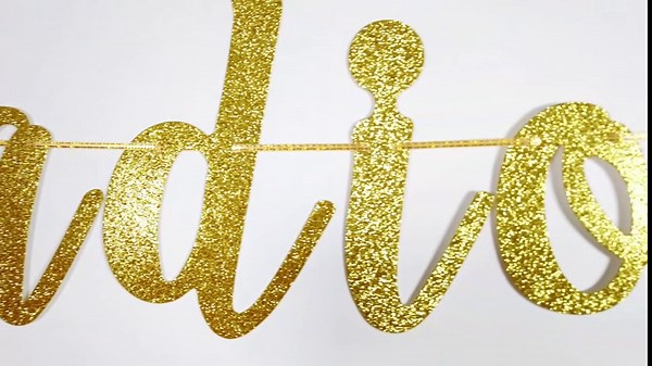 Qttier Adios Amigos Banner, Gold Glitter, Pre-Strung Party Decorations for Mexican Themed Gatherings, Farewell, Bachelorette Party Sign