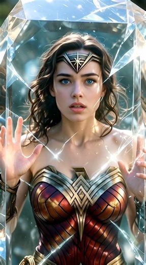 🔷 Wonder Woman Encased in Crystal – Breaking the Magical Prison! ✨ #wonderwoman #wonderwomanai