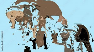 Animals. Animation of an elephant in different angles. Tropics, travel.