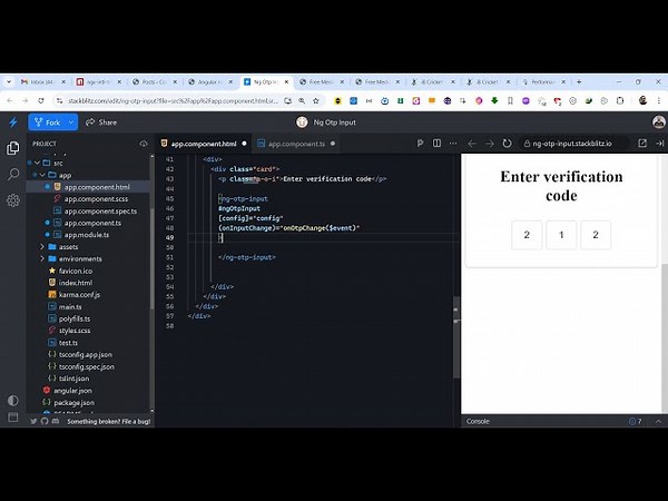Angular ng-otp-input Example to Build OTP Form Input Field to Receive OTP Password in TypeScript