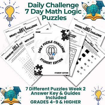 7-Day Math Logic Puzzles | Daily Brain Teasers & Enrichment Games-Week 2