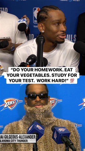 “Do your homework. Eat your vegetables, study for your test, work hard! 😎 Shai Gilgeous-Alexander to a young fan on how to achieve aura! 🎙️ | NBA