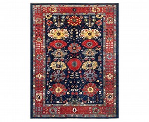 Oversize Afghan Bidjar Rug, 10.0x13.7 Ft, Handmade Wool, Navy and Red - Etsy