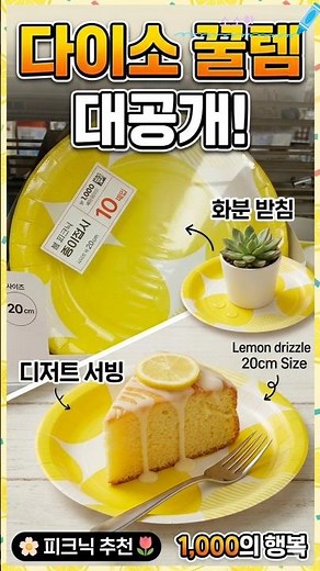 노란색 접시 하나로 봄 분위기 물씬 🌼 다이소 종이접시의 예쁜 변신 (디저트 플레이팅, 화분 받침)#다이소#다이소추천템 #다이소신상품