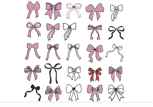 Ribbon Bow Embroidery Design Collection - 25 Decorative Bow Variations - Etsy