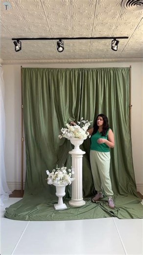Sage Green Spandex Backdrop Curtain — 4-Way Stretch Flame Resistant Setup Demo