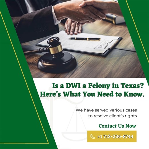 🚔 𝐈𝐬 𝐚 𝐃𝐖𝐈 𝐚 𝐅𝐞𝐥𝐨𝐧𝐲 𝐢𝐧 𝐓𝐞𝐱𝐚𝐬? 𝐇𝐞𝐫𝐞’𝐬 𝐖𝐡𝐚𝐭 𝐘𝐨𝐮 𝐍𝐞𝐞𝐝 𝐭𝐨 𝐊𝐧𝐨𝐰. In Texas, a first or second DWI (Driving While Intoxicated) is usually a misdemeanor — but that can change quickly under certain circumstances. A DWI becomes a felony when: It’s your third or subsequent offense You cause serious bodily injury or death (known as Intoxication Assault or Manslaughter) You have a child passenger under 15 years old These cases carry severe penalties, including priso