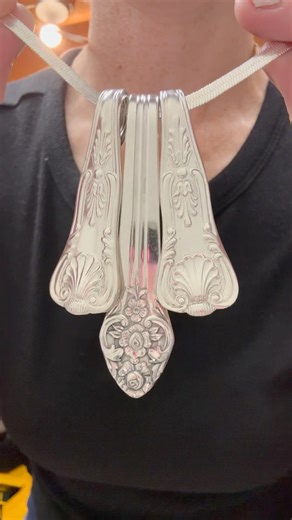 Making a statement necklace from silverware! #upcycle #silverware #jewelrydesign #diynecklace #diy