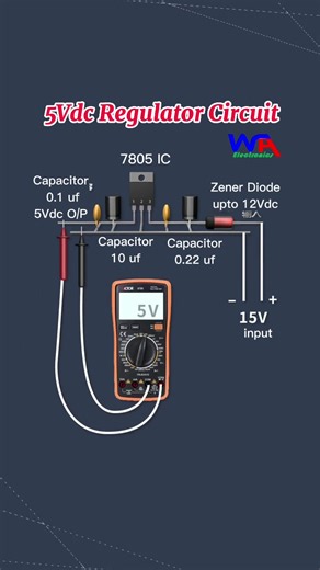 5Vdc Regulator Circuit Using 7805 Voltage Regulator IC