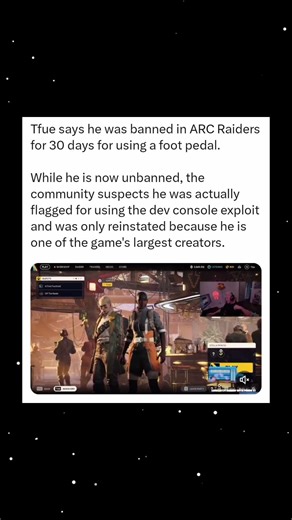Tfue’s ARC Raiders Ban Sparks Controversy Over Foot Pedal Use and Alleged Dev Console Exploit